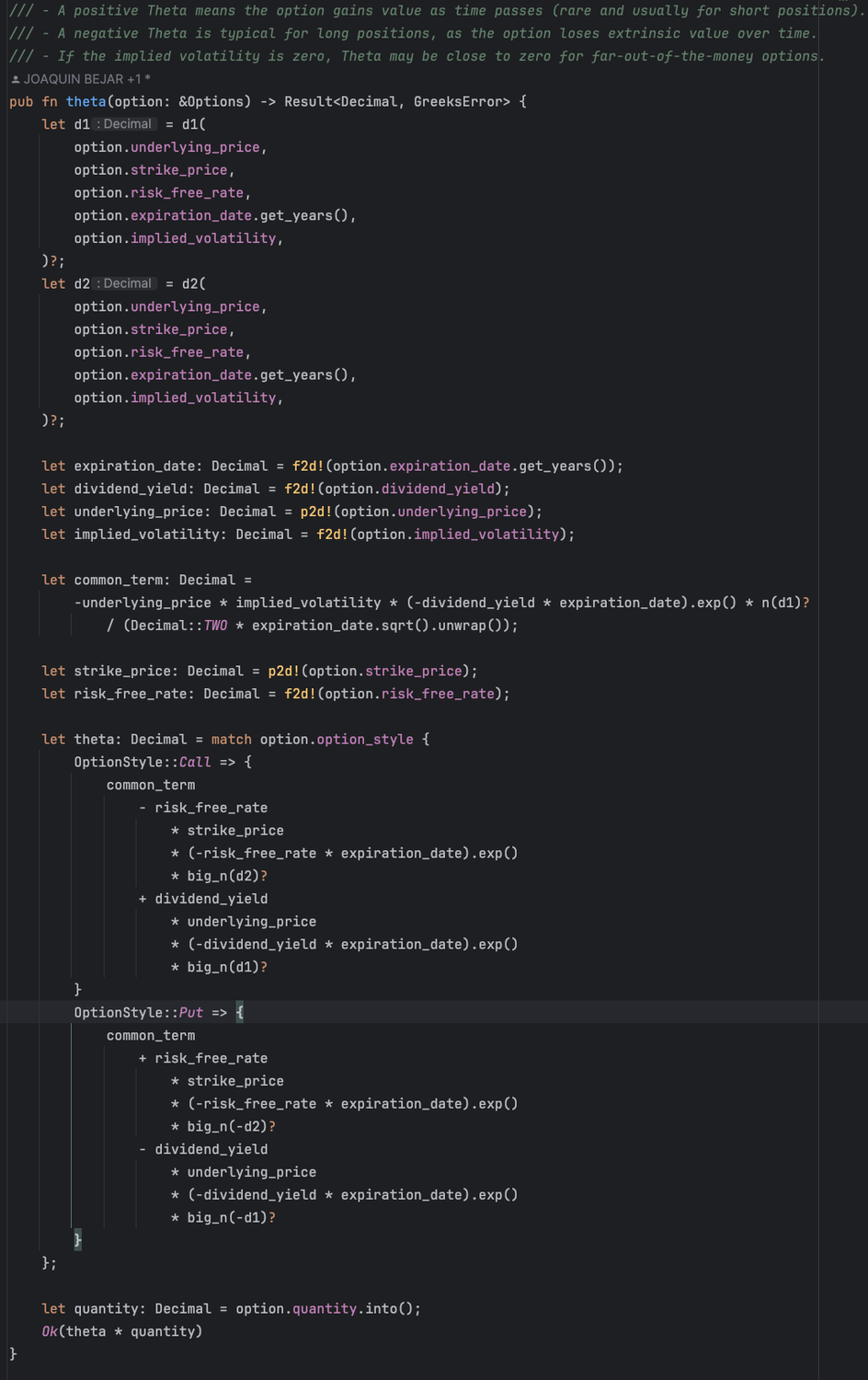 Theta Calculation in Rust